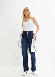 Jean flare taille haute avec polyester recyclé, RAINBOW