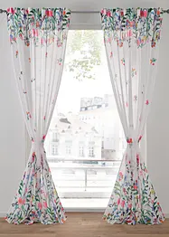 Gardine mit Blumendruck inkl.Raffhalter (2er Pack), bonprix