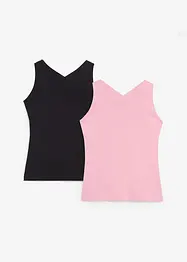 Lot de 2 tops légers à bretelles croisées, bonprix
