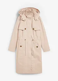 Langer Trenchcoat mit Kapuze, tailliert,  leicht wattiert, bonprix