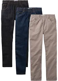 Regular Fit Schlupfhose aus reiner Baumwolle, Straight (3er-Pack), bonprix