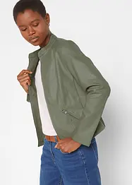 Leichte Lederimitat-Jacke mit seitlichen Stretcheinsätzen, tailliert, bonprix