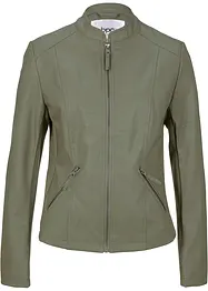 Leichte Lederimitat-Jacke mit seitlichen Stretcheinsätzen, tailliert, bonprix