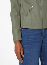 Leichte Lederimitat-Jacke mit seitlichen Stretcheinsätzen, tailliert, bonprix