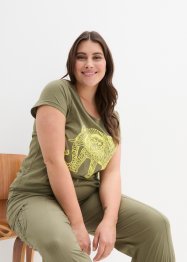 T-shirt en coton avec imprimé placé, manches courtes, bpc bonprix collection