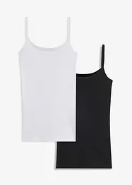Lot de 2 tops à fines bretelles 100% coton, bonprix
