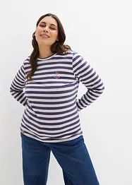 Gestreiftes Langarmshirt mit Stickerei, bonprix