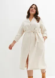 Robe en lin à poches et manches 3/4 à retrousser, bonprix