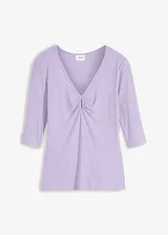 T-shirt côtelé à col V, mi-manches, bonprix