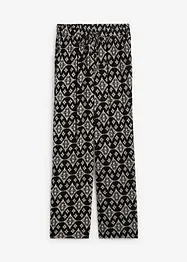 Pantalon en viscose froissée et imprimée avec taille haute élastiquée, bonprix