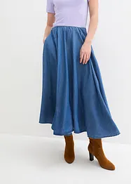 Jupe en jean, taille haute et élastiquée, bonprix