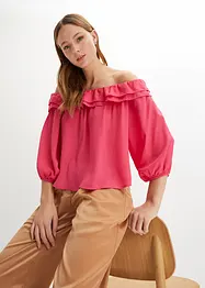 Carmenbluse aus recyceltem Polyester, bonprix