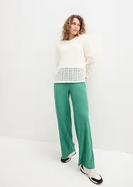Weite Hose aus Strukturjersey, High-Waist, bonprix