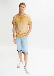 Henleyshirt, Kurzarm aus reiner Bio-Baumwolle in gewaschener Optik, bonprix