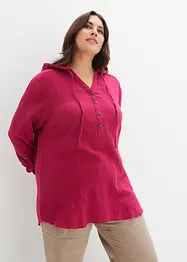 Blouse en gaze de coton à capuche, bonprix