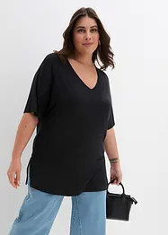 Long-Shirt mit V-Ausschnitt und Fledermausärmeln, bonprix