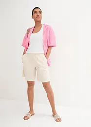 Weite Shorts mit Bundfalten mit Leinen mit High-Waist-Bequembund, bonprix