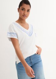 T-shirt coton ample avec imprimé brodé, bpc bonprix collection