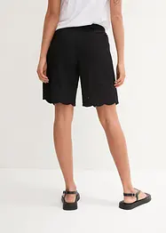 Short large en coton avec taille haute élastiquée et broderie anglaise, bonprix