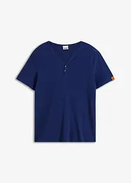 T-shirt côtelé col Henley en coton, manches courtes, John Baner JEANSWEAR