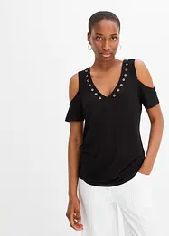 Cold-Shoulder Shirt mit Ösen, bonprix