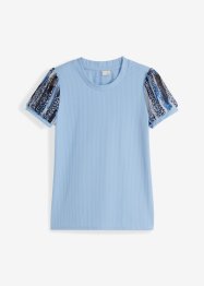 Ripp-Shirt mit Chiffon-Ärmeln, BODYFLIRT boutique