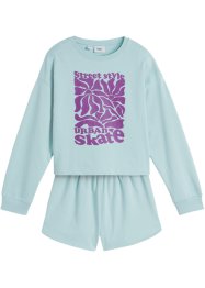 Mädchen Sweatshirt und Sweat-Shorts aus Bio-Baumwolle (2-tlg.Set), bpc bonprix collection