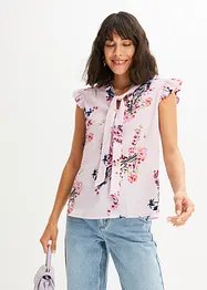 Blouse imprimée sans manches à lavallière, bonprix