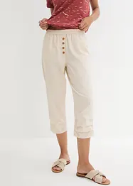 High-Waist-3/4 Hose mit Leinen und Bequembund, bonprix