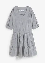 Robe-chemise courte finement côtelée, manches 3/4, bonprix