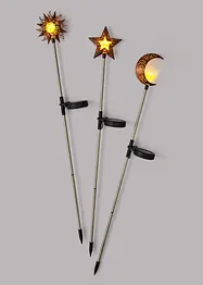 Solar Gartenstecker Sonne, Mond, Stern (3-tlg.Set), bonprix