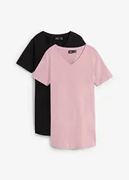 Lot de 2 T-shirts longs col V, bonprix