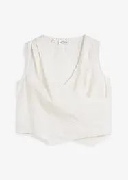 Blouse sans manches 100 % lin effet cache-cœur, bonprix