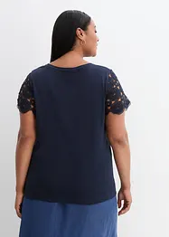 Shirt aus reinem Leinen mit Häkelärmeln, bonprix