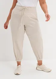 Pantalon en gaze de coton avec ceinture smockée, bonprix