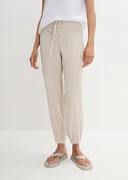 Pantalon sarouel à ceinture smockée en gaze de coton, bonprix