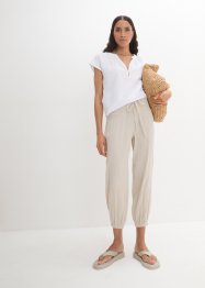 Pantalon sarouel à ceinture smockée en gaze de coton, bpc bonprix collection