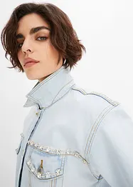 Veste en jean oversize avec applications de strass, BODYFLIRT