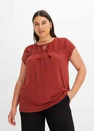 T-shirt à broderie ajourée, bonprix