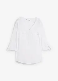 Langarm Bluse mit V-Ausschnitt aus fließender Viskose, bonprix