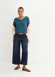 T-shirt manches longues léger avec patte de boutonnage, bonprix