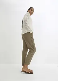 Leinenhose mit seitlichem Spitzeneinsatz, knöchelfrei, bonprix