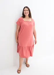 Baumwoll-Jerseykleid mit Ausschnittdetail und Flügelärmeln, knieumspielend, bonprix