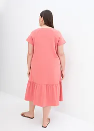 Baumwoll-Jerseykleid mit Ausschnittdetail und Flügelärmeln, knieumspielend, bonprix