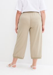 Pantalon large en Punto di Roma à taille élastiquée et finitions bords-côtes à la base, bpc bonprix collection