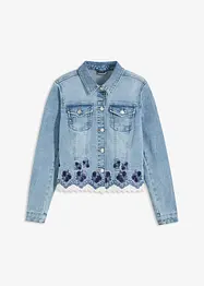 Veste en jean avec broderie et dentelle, bonprix