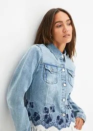 Veste en jean avec broderie et dentelle, bonprix