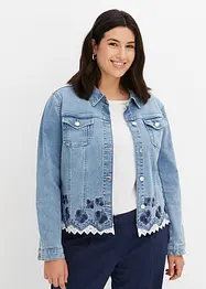 Jeansjacke mit Stickerei und Spitze, bonprix