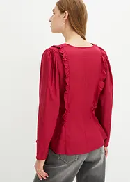 Bluse mit Volants aus fließender Viskose, bonprix