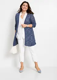 Gilet long en maille ajourée, bonprix